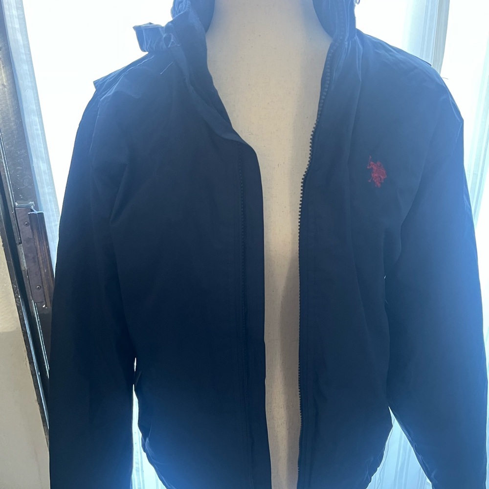 U.S. Polo Assn. Men's Black Windbreaker with Red Logo